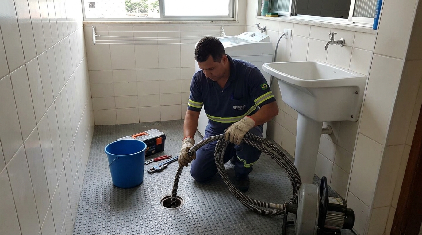 Desentupimento de ralo residencial em Pelotas‑RS