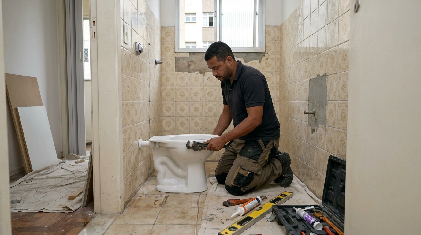 Instalação de vaso sanitário profissional em Pelotas‑RS